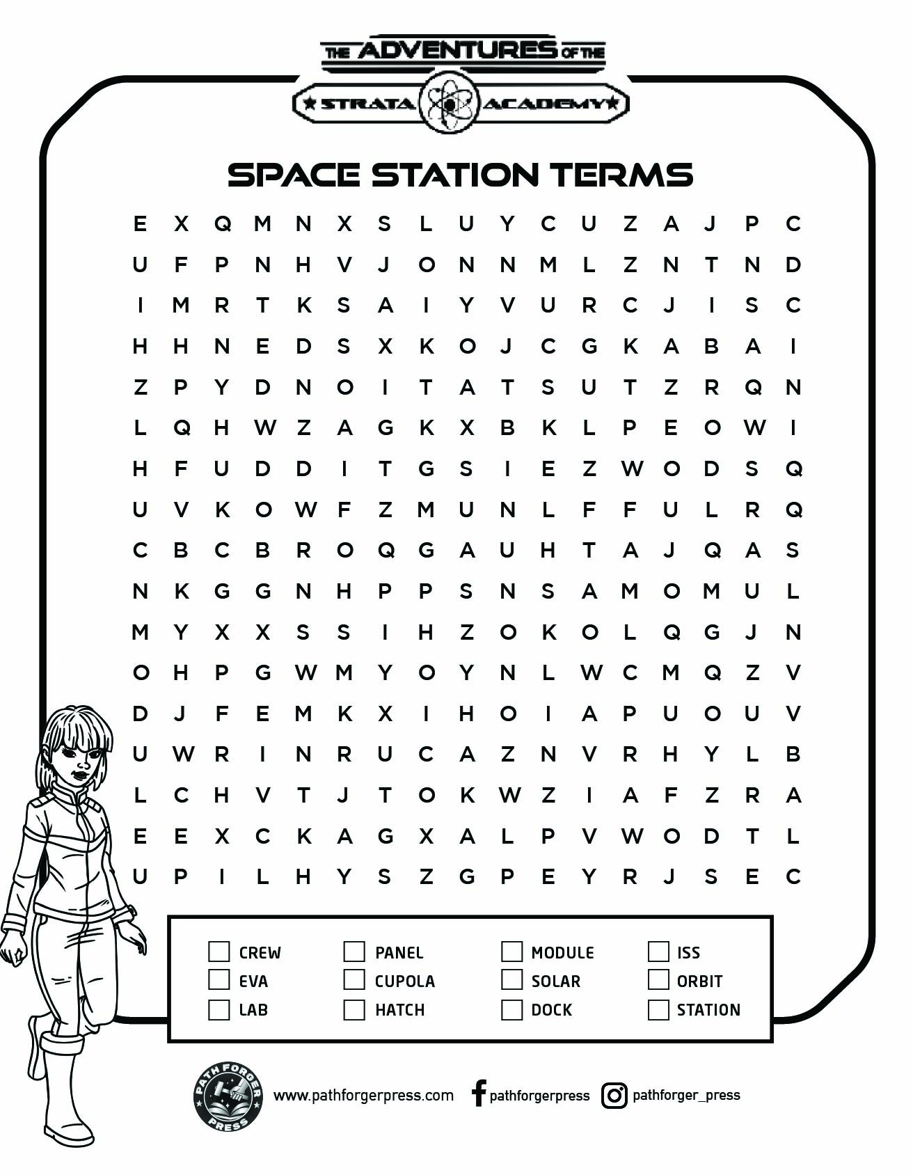 Space Station Terms word search printable